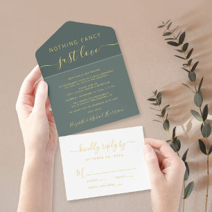 Nothing Fancy Just Love Wedding Reception Foil All In One Invitation