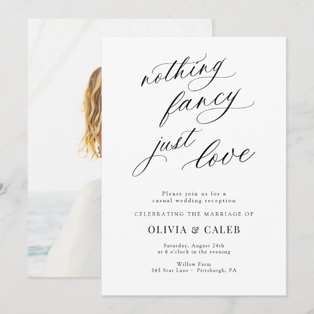 Nothing Fancy Just Love Wedding Reception Invitation (Front/Back)