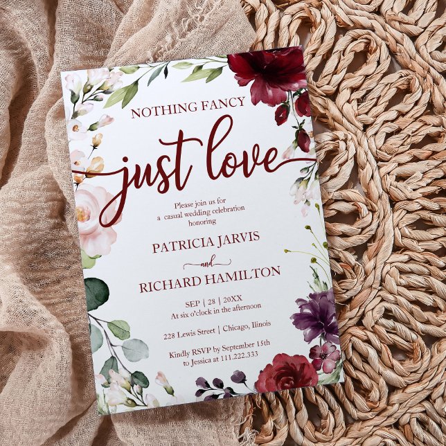 Nothing Fancy Just Love Wedding Rustic Cream Invit Invitation (Creator Uploaded)
