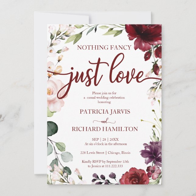 Nothing Fancy Just Love Wedding Rustic Cream Invit Invitation (Front)
