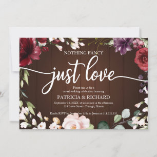 Nothing Fancy Just Love Wedding Rustic Wood Invitation