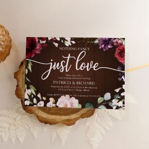 Nothing Fancy Just Love Wedding Rustic Wood Invitation