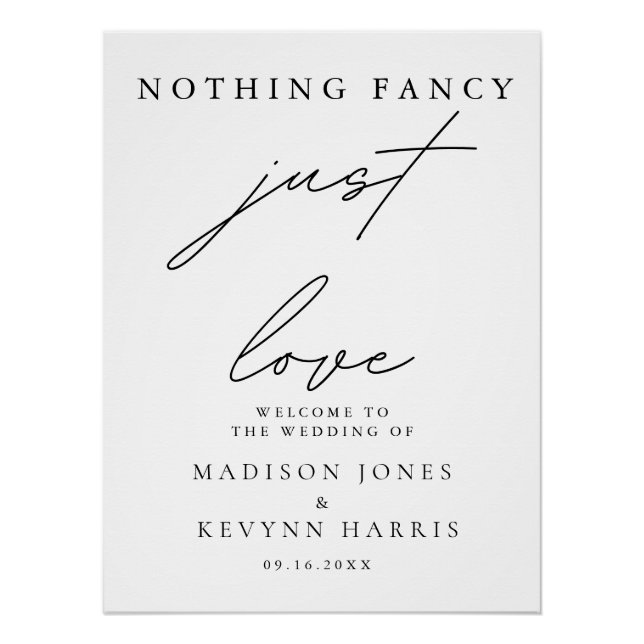Nothing Fancy Just Love Wedding  Sign (Front)