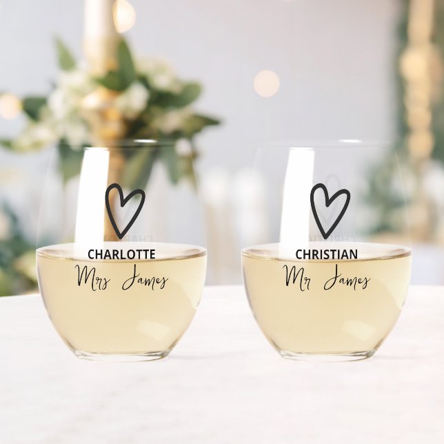 Nothing Fancy Just Love Wedding Stemless Wine Glass (Insitu (Wedding))