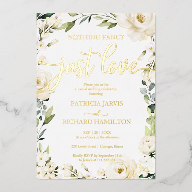 Nothing Fancy Just Love Wedding White Cream Floral (Front)