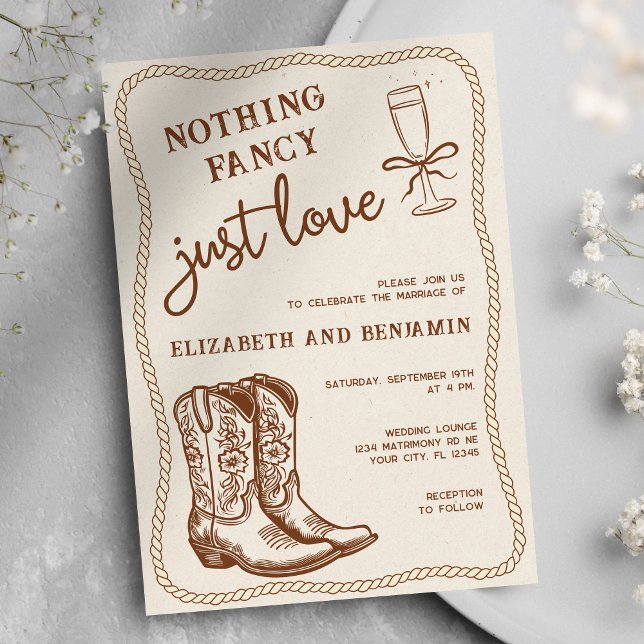 Nothing Fancy Just Love Western Boots Wedding Invitation (Creator Uploaded)