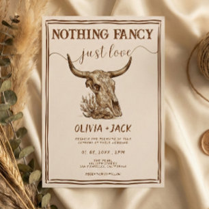 Nothing Fancy Just Love Western Cow Skull Wedding Invitation