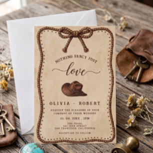 Nothing fancy just love Western Cowboy Wedding Invitation