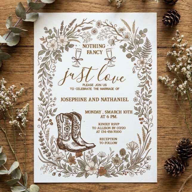 Nothing Fancy Just Love Western Wedding Invitation (Creator Uploaded)