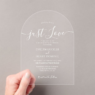 Nothing Fancy Just Love Whimsical Script Wedding Acrylic Invitations