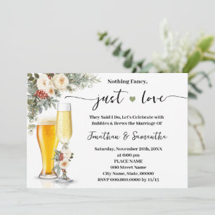 Nothing Fancy Just Love White Winter Wedding Invitation