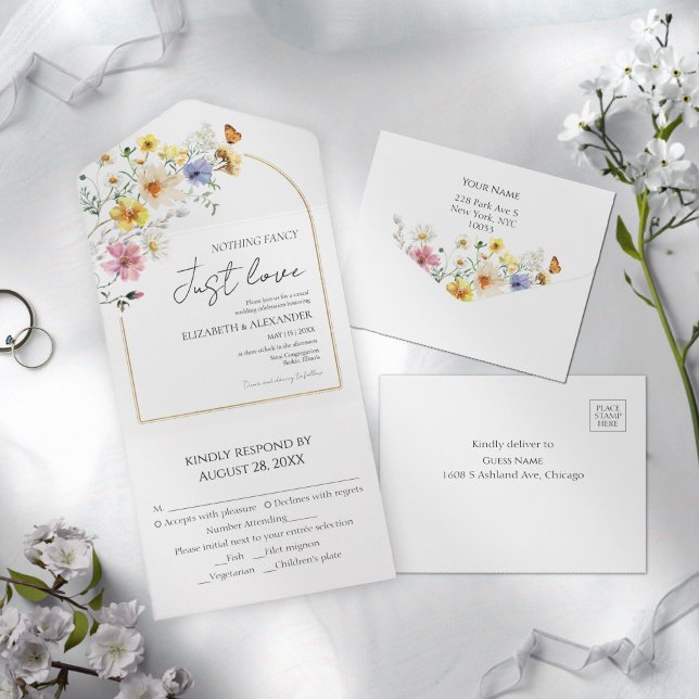 Nothing Fancy Just Love | Wildflower Boho Wedding All In One Invitation (Creator Uploaded)