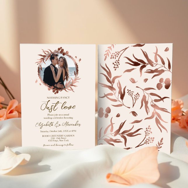 Nothing Fancy Just Love Wreath Photo Wedding Invitation (Creator Uploaded)
