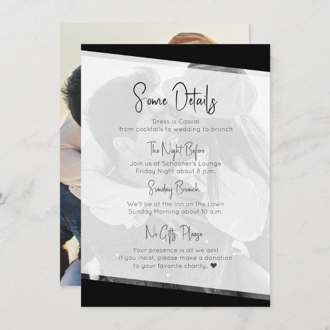 Nothing Fancy Modern Casual Wedding Details Enclosure Card (Front/Back)