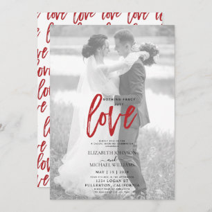 Nothing Fancy Red Casual Vellum Photo Wedding Invitation