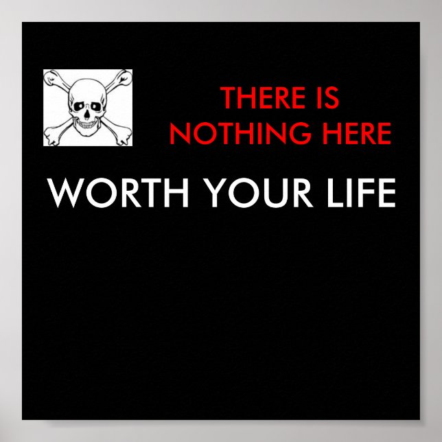 Nothing Here Skull Sign Poster (Front)