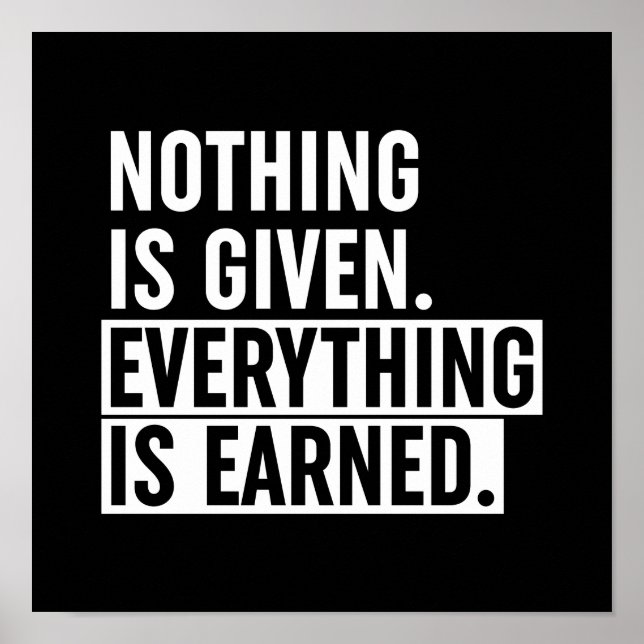 Nothing Is Given Everything Is Earned Poster (Front)