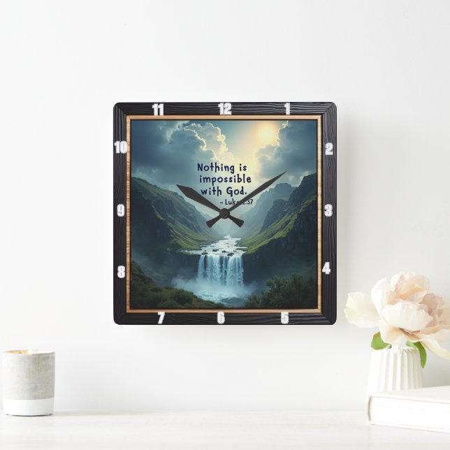 Nothing is impossible with GOD Square Wall Clock (Home)