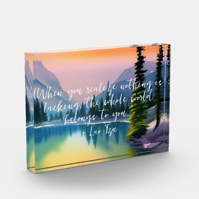 Nothing Is Lacking Zen Quote Peaceful Lake Scene  Photo Block (Left)