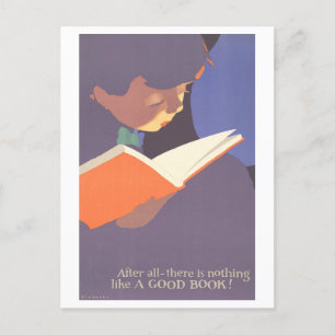 "Nothing Like a Good Book" Vintage Poster Postcard
