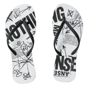 NOTHING MAKES SENSE Brutalist Anti Design Statem Flip Flops