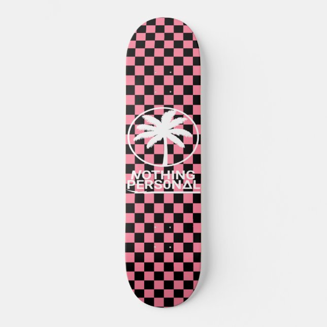 Nothing Personal Vaporwave Checkerboard Pattern Skateboard (Front)