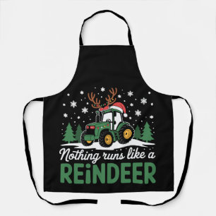 Nothing Runs Like A Reindeer Christmas Tractor Apron