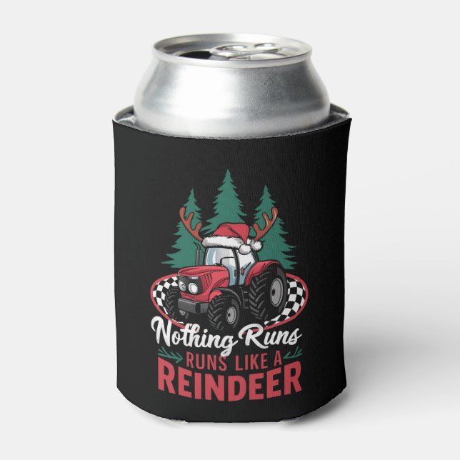 Nothing Runs Like A Reindeer Christmas Tractor  Can Cooler (Can Front)