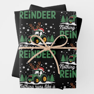 Nothing Runs Like A Reindeer Christmas Tractor Wrapping Paper Sheet