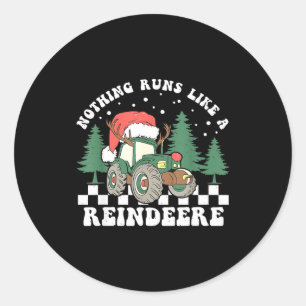 Nothing Runs Like A Reindeer Funny Christmas Famil Classic Round Sticker