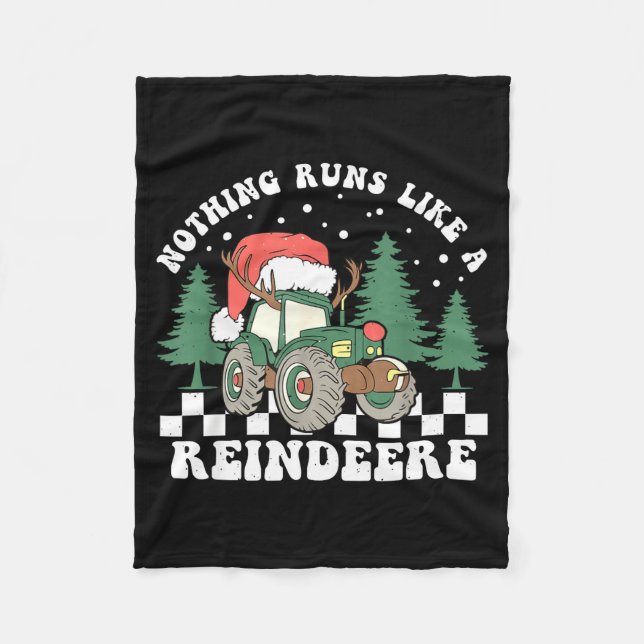 Nothing Runs Like A Reindeer Funny Christmas Famil Fleece Blanket (Front)