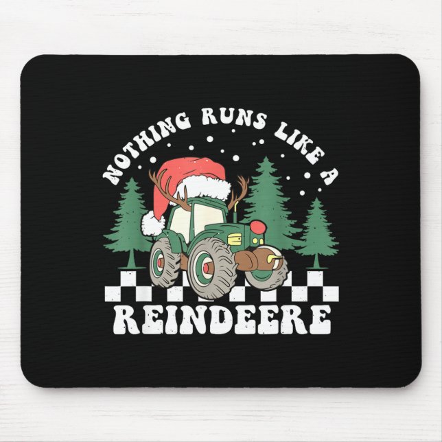 Nothing Runs Like A Reindeer Funny Christmas Famil Mouse Mat (Front)