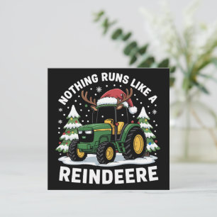 Nothing Runs Like A Reindeere Christmas Tractor  Holiday Card
