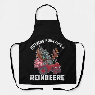 Nothing Runs Like A Reindeere Tractor Reindeer Apron