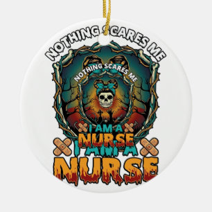 Nothing Scares Me Nurse Halloween Skull Syringe St Ceramic Tree Decoration