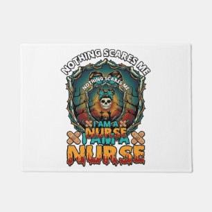 Nothing Scares Me Nurse Halloween Skull Syringe St Doormat