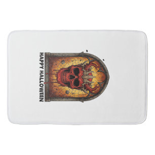 Nothing Scares Me Red Horned Skull Spider Web Hall Bath Mat