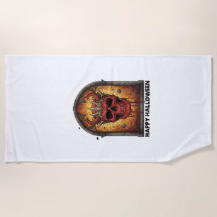 Nothing Scares Me Red Horned Skull Spider Web Hall Beach Towel