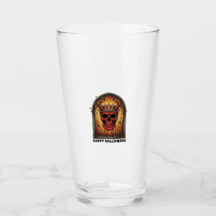 Nothing Scares Me Red Horned Skull Spider Web Hall Glass