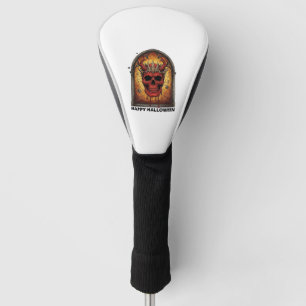 Nothing Scares Me Red Horned Skull Spider Web Hall Golf Head Cover
