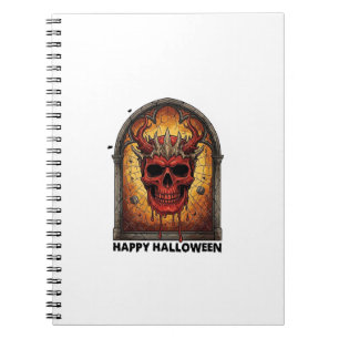 Nothing Scares Me Red Horned Skull Spider Web Hall Notebook