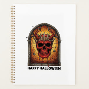 Nothing Scares Me Red Horned Skull Spider Web Hall Planner