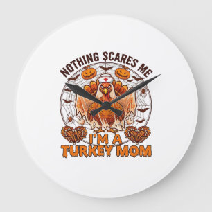 Nothing Scares Me Turkey Mum Halloween Nurse Ghost Large Clock