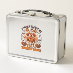 Nothing Scares Me Turkey Mum Halloween Nurse Ghost Metal Lunch Box