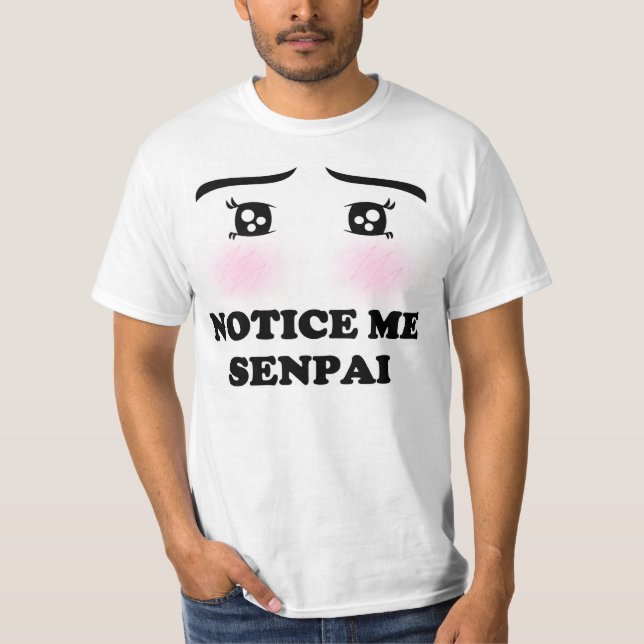 Notice Me Senpai Blushing Anime Girl Kawaii Manga T-Shirt (Front)