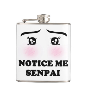 Notice Me Senpai Blushing Anime Girl Kawaii Suki Hip Flask