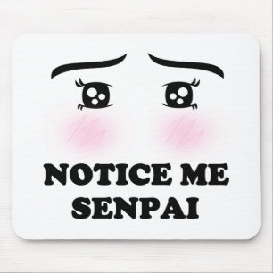 Notice Me Senpai Blushing Anime Girl Kawaii Suki Mouse Mat
