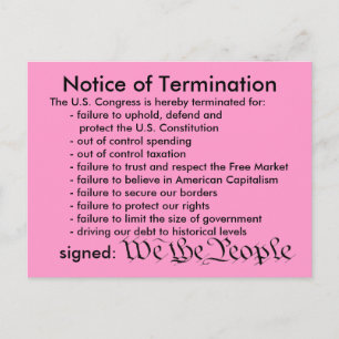 Notice of Termination postcard