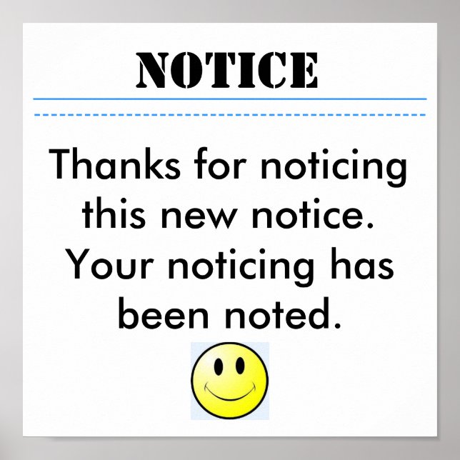 NOTICE, Thanks for noticing this new no... Poster (Front)