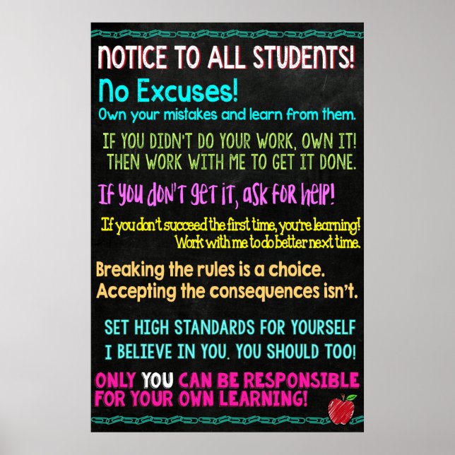 Notice To All Students Classroom Poster (Front)